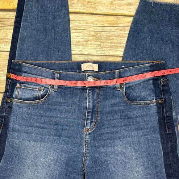 Loft Outlet Modern Skinny Stretch Medium Wash Raw Hem Ankle Crop Jeans Sz 10 - Picture 7 of 10